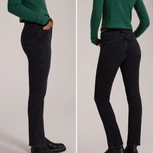 Favorite Daughter Jeans High Rise Slim Straight The Erin Black Denim Sz‎ 28 $198